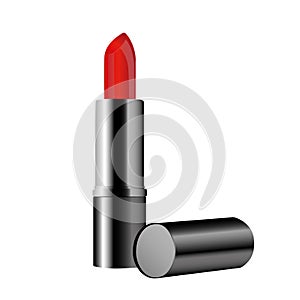 Red lipstick isolated on white background. photo