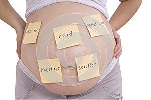 ÃÂ regnant belly and sticker notes (Clipping path)