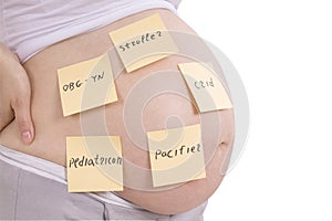 ÃÂ regnant belly and sticker notes (Clipping path)