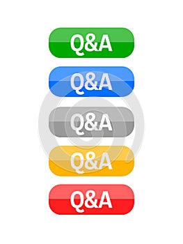 Q and A web button vector illustration on white background photo
