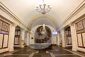 à¹‰Beautiful hall and pathway in metro station at Moscow