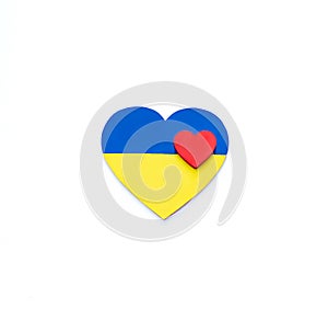â€‹â€‹Heart with national flag colors of Ukraine as symbol of patriotism, pride in one`s country.