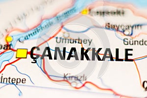 Ã‡anakkale Turkey on a road map