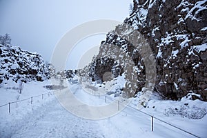 Ãžingvellir National Park in winter