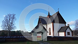 Ã„lvros gamla kyrka in autumn in Harjedalen in Sweden