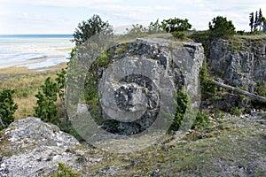 ÃœÃ¼gu Cliff in Muhu island, Estonia. Dolomite cliffs