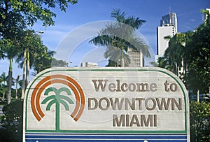 ï¿½Welcome to Downtown Miamiï¿½ sign, Miami, Florida