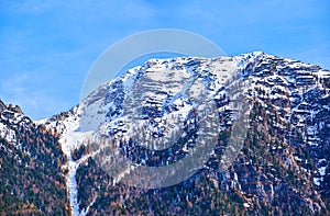 Ð•he mountain top with snow. Photo taken in winter in Austria