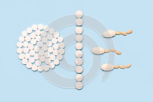 Ðžral contraceptive concept. The barrier from the pills prevents the penetration of sperm to fertilize the egg