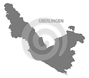 Überlingen German city map grey illustration silhouette shape