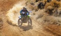 #1 Racer Corning on Dirt Bike Royalty Free Stock Photo