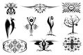 10 decorative ornaments of tattoos. Set in black Royalty Free Stock Photo