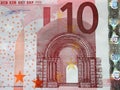 10 Euros bill close-up, detail Royalty Free Stock Photo