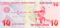 10 Lira banknote back Turkish money 