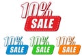 10 percentages sale, four colors labels