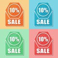10 percentages sale, four colors web icons