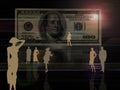 $100 bill background with silhouettes Royalty Free Stock Photo