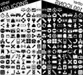 100 Black and White Web and Applications Icons Royalty Free Stock Photo