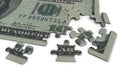 100 dollar bill jigsaw puzzle Royalty Free Stock Photo
