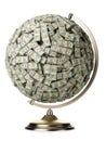 100 dollars globe on white isolated background Royalty Free Stock Photo