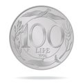 100 Lire of Italy. Vector illustration of an Italian coin Royalty Free Stock Photo