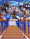 100 metres womens hurdles jamaica hungary tunesia Royalty Free Stock Photo