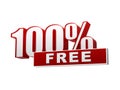 100 percentages free red white banner - letters and block Royalty Free Stock Photo
