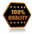 100 percentages quality five star hexagon button Royalty Free Stock Photo