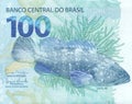 100 reais banknote from brazil Royalty Free Stock Photo