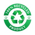 100% recycled product label (vector) Royalty Free Stock Photo