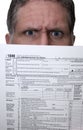 1040 Tax Form Angry Man Hold Forms, Doing Taxes Royalty Free Stock Photo