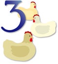 12 Days of Christmas: 3 French Hens Royalty Free Stock Photo