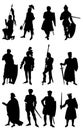 12 Knight Silhouettes Royalty Free Stock Photo