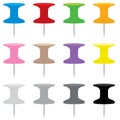 12 Vector Pushpins in Side View Royalty Free Stock Photo