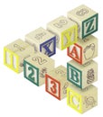 123 ABC Alphabet Blocks Optical Illusion Royalty Free Stock Photo