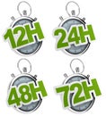 12H, 24H, 48H, 72H sticker isolated Royalty Free Stock Photo