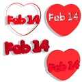 14th feb in 4 styles Royalty Free Stock Photo