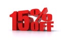 15% Percent off promotional sign