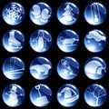 16 high-gloss winter themed buttons Royalty Free Stock Photo