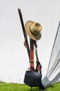 1800s Flintlock Rifle, Ammo bag and Hat