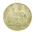 1908 vintage France coin with the French republic