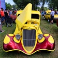 1933-34 Ford coupe hot rod with custom painted flames, Royalty Free Stock Photo