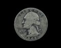 1942 United States Silver Quarter Head Side Royalty Free Stock Photo