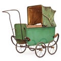 19th Century baby pram isolated on white Royalty Free Stock Photo