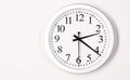 Plain White Wall Clock Shows Time 2:21