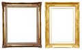 2 ancient golden frame on white Royalty Free Stock Photo