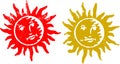 2 Grunge Sun Stamps Royalty Free Stock Photo