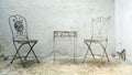 2 metal chair waiting lover Royalty Free Stock Photo