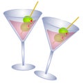 2 Pink Martini Glasses Olives Royalty Free Stock Photo