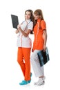 2 pretty nurse looking at the x-ray findings Royalty Free Stock Photo